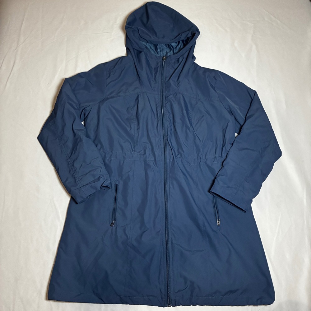 Style & Co Womens Small Blue Hooded Anorak Jacket Full Zip Lightweight Parka